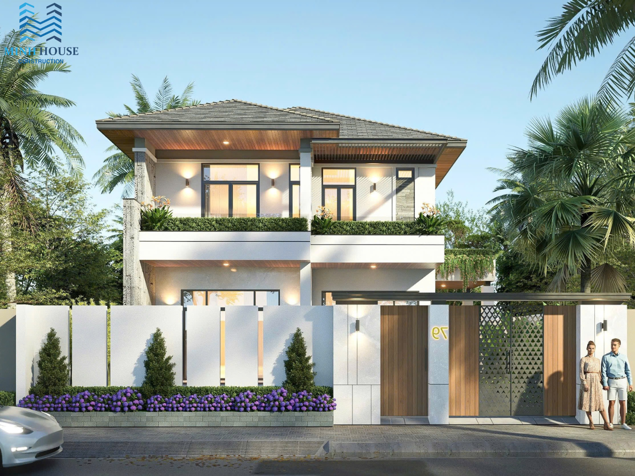 Công trình Biệt Thự mái Nhật tại Phú Mỹ: Hoàn thiện 80% phần thô và lợp mái bởi Minh House Construction
