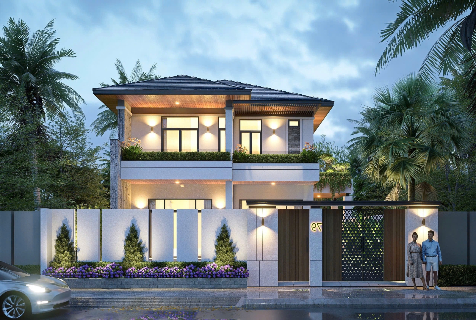 Công trình Biệt Thự mái Nhật tại Phú Mỹ: Hoàn thiện 97% bởi Minh House Construction